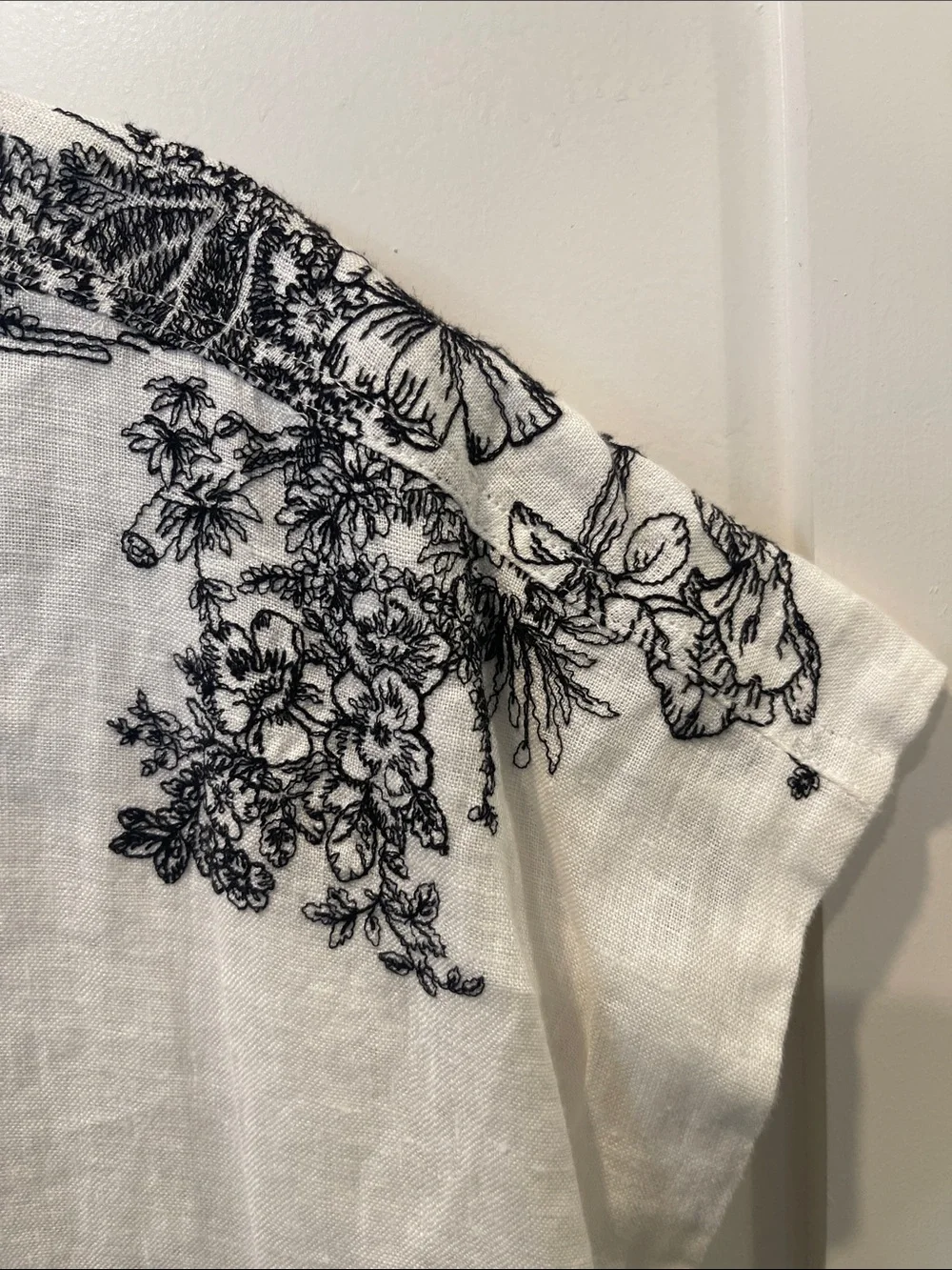 Johnny Was White & Black Toile Print Linen Tunic - Women Tops sz XL